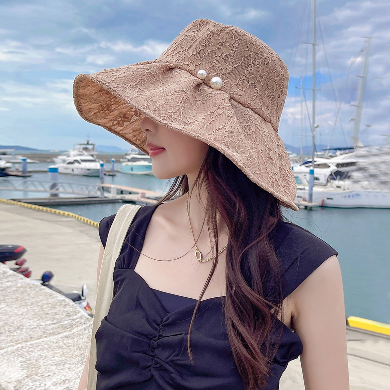 Womens Outdoor Casual Bow Decoration Big Head Design Fashion Sun Hat UV  Protection