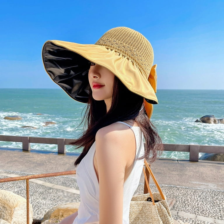 Womens Outdoor Casual Bow Decoration Big Head Design Sun Hat Mens