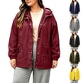 thumbnail image 1 of Womens Outdoor Jacket Waterproof Plus Size Turndown Collar Long Sleeve Solid Color Zipper Winter Fashion Jacket for Casual Cozy Loungewear, 1 of 10