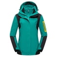 thumbnail image 1 of Womens Outerwear Winter Jackets Waterproof 3 in 1 Ski Raincoats with Fleece Inner Color Block Warm Snow Coats Green, L, 1 of 3