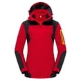 thumbnail image 1 of Womens Outerwear Winter Jackets Waterproof 3 in 1 Ski Raincoats with Fleece Inner Color Block Warm Snow Coats Red, 3XL, 1 of 7