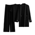 thumbnail image 1 of Womens Outfit Sets Sevevn Women's 3-Piece Knitted Suit Casual Set Long Sleeve Pocket Cardigan Coat Round Neck Blouse Elastic Waist Trousers, 1 of 3