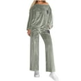 thumbnail image 1 of Womens Outfit Sets Sevevn Women's Winter Velvet Solid Color Long-Sleeved Round Neck Pullover Top Pantsuit, 1 of 9