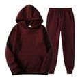 thumbnail image 1 of Womens Outfits 2 Piece Fall Clothing Solid Color Long Sleeve Casual Home Hoodies Sweatpants Sets for Women with Pocket, 1 of 3
