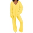 thumbnail image 1 of Womens Outfits 2023 Fall Two Piece Long Sleeve V Neck Pullover Tops And Plus Size High Waist Pants Sweat Jogger Tracksuit, 1 of 6