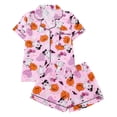 thumbnail image 1 of Womens Outfits Halloween Lightweight Graphic Print Short Sleeve Lapel Buttoned Pocket Top And Shorts 2 Piece Loungewear Women's Clothing Sets L, 1 of 4