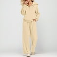 thumbnail image 1 of Womens Outfits Sets Half Zip Sweatshirt Matching Wide Leg Sweatpant Tracksuit Sweatsuit Set Holiday Wear, 1 of 8