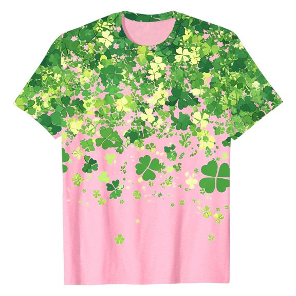 Womens Outfits Short Sleeve Graphic Print Crew Neck Sporty Petite Tops,Pink,XL