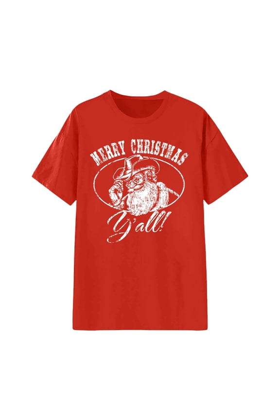 Womens Outfits Unisex Graphic Printed Short Sleeve Crewneck Fashion Ideal Matching Outfits for Couples,Red,L