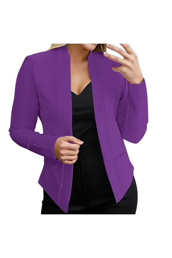 Winter Winter Coats for Women Casual Fashion Pocket Solid Color Shawl Suit Jacket Blazer Top Coat Long Sleeve Outwear