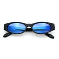 thumbnail image 1 of Womens Oval Color Mirror Rectangle Retro 90s Thick Temple Sunglasses Black - Blue Mirror, 1 of 7