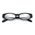 thumbnail image 1 of Womens Oval Color Mirror Rectangle Retro 90s Thick Temple Sunglasses Black - Silver Mirror, 1 of 7