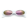 thumbnail image 1 of Womens Oval Color Mirror Rectangle Retro 90s Thick Temple Sunglasses White - Purple Mirror, 1 of 7