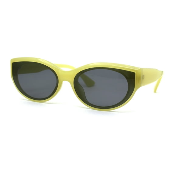 Womens Oval Mod Gothic Cat Eye Plastic Sunglasses Yellow Black