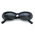 thumbnail image 1 of Womens Oval Mod Vintage Iconic Thick Plastic Fashion Sunglasses All Black, 1 of 8