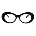 thumbnail image 1 of Womens Oval Round Plastic Retro Vintage 20s Mod Eye Glasses Black, 1 of 4