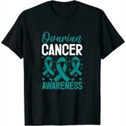 Womens Ovarian Cancer Awareness T-Shirt Black Small