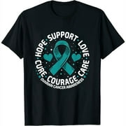 Womens Ovarian Cancer Support tee Family Ovarian Cancer Awareness T-Shirt Black Small