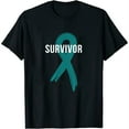 thumbnail image 1 of Womens Ovarian Cancer Survivor Ribbon T-Shirt Black X-Large, 1 of 5