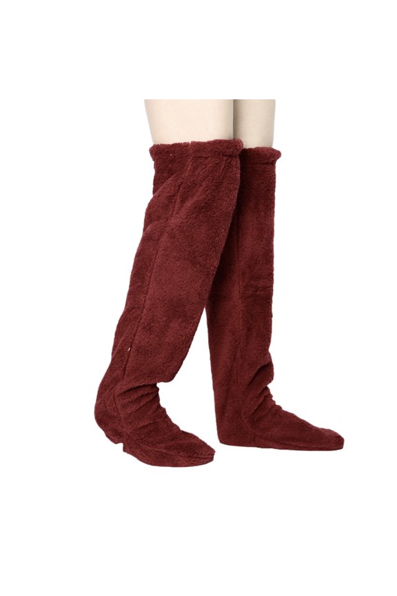 Womens Over Knee Highs Fuzzy Socks Soft Thigh High Stockings Cosy Slipper Fleece Winter Long Socks Warm Leg Warmers