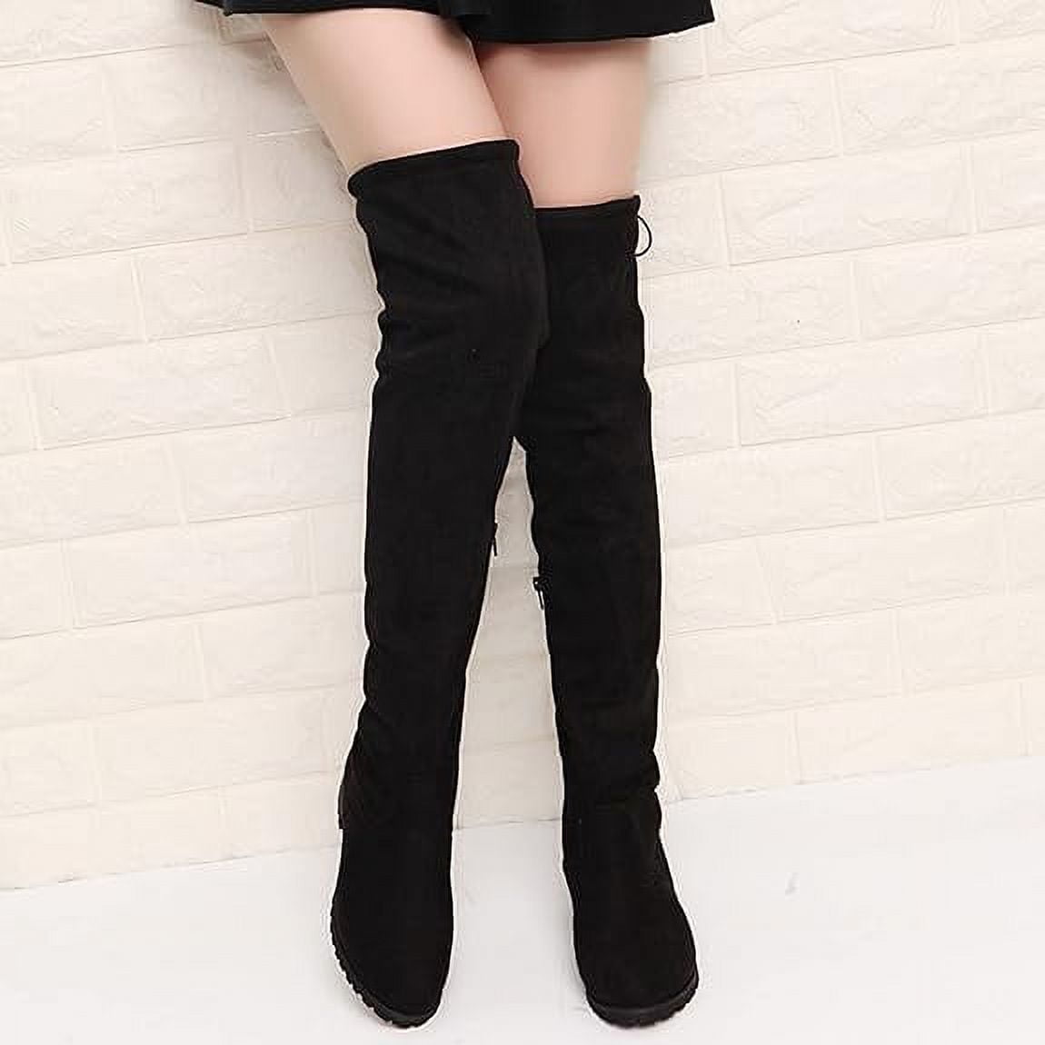 Womens Over The Knee Thigh High Chunky Heel Boots Long Stretch Sexy