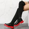 thumbnail image 1 of Womens Over the Knee Boots Chunky Heel Boots Platform Tight High Round Toe Zipper Boots, 1 of 5