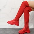 thumbnail image 1 of Womens Over the Knee Boots Chunky Heel Boots Platform Tight High Round Toe Zipper Boots, 1 of 4