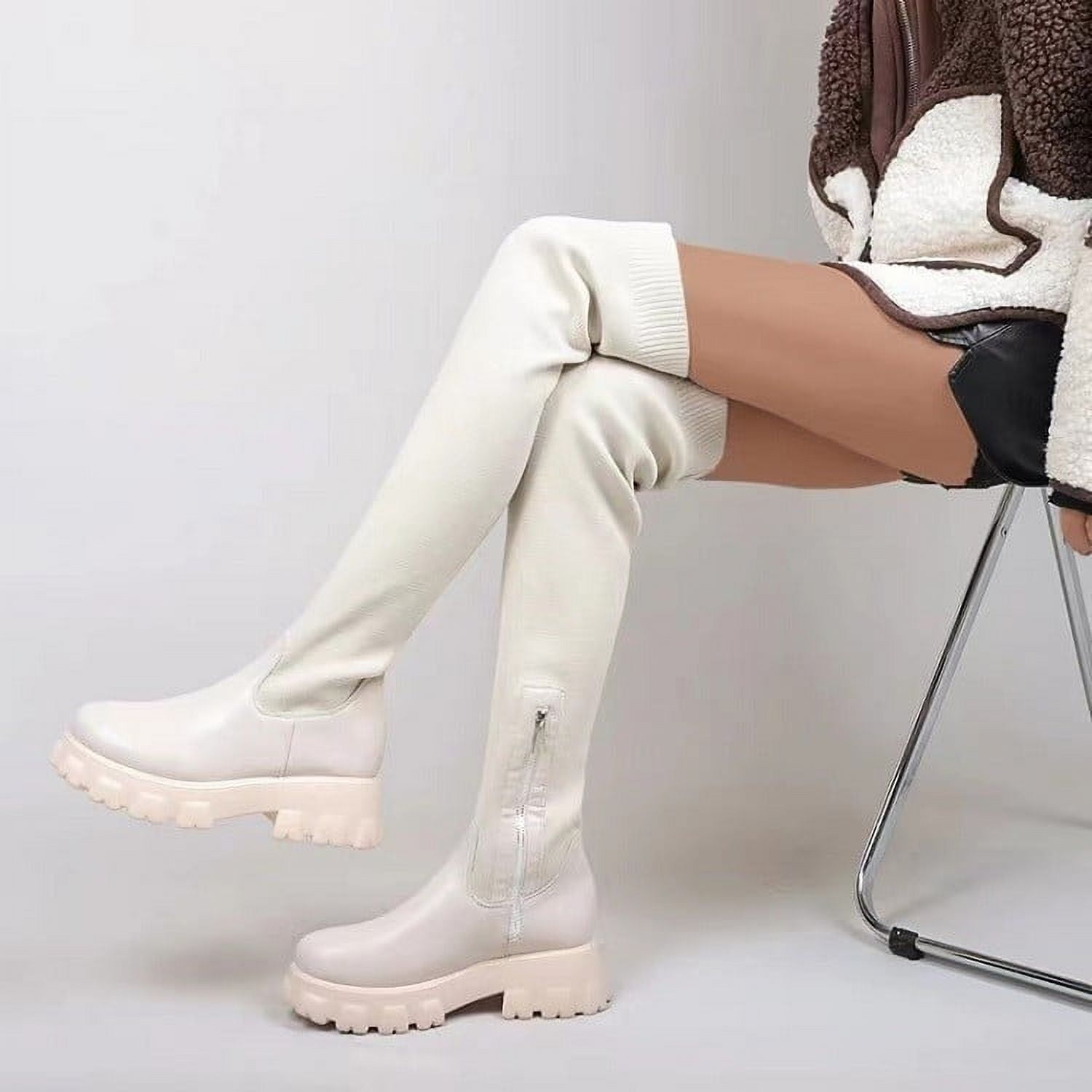 Over-the-knee boots women's high-heeled stretch boots side zip thick heel boots high boots