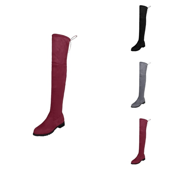 Womens Over the Knee Boots, Winter Thigh High Long Boots with Square Heels, Warm Comfortable Shoes for Cold Weather
