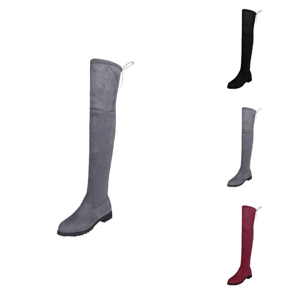 Womens Over the Knee Boots, Winter Thigh High Long Boots with Square Heels, Warm Comfortable Shoes for Cold Weather