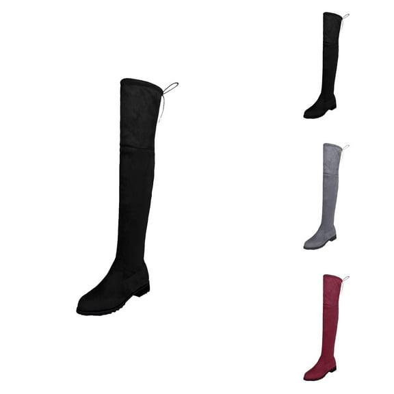 Womens Over the Knee Boots, Winter Thigh High Long Boots with Square Heels, Warm Comfortable Shoes for Cold Weather