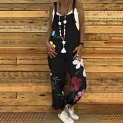 BSYOUFIER Womens Overalls Loose Fit Clearance Deals Women Plus Size Overalls Casual Loose Dungarees Romper Baggy Playsuit Jumpsuit , Womens Jumpsuit , Jumpsuits for Women Black S