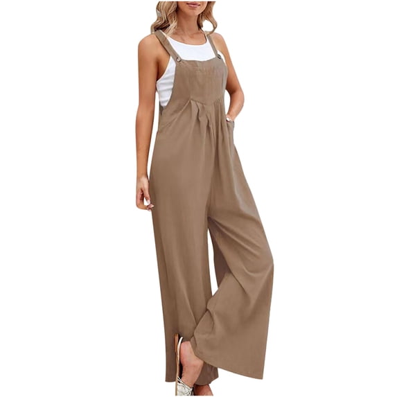 Womens Overalls Plus Size Fashion Dressy Casual Rompers with Pockets Summer Lightweight Wide Leg Jumpsuits