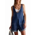 thumbnail image 1 of Womens Overalls Shorts Casual Summer Romper V Neck Sleeveless Jumpsuits Shortalls Loose Fit Dark Blue L, 1 of 5