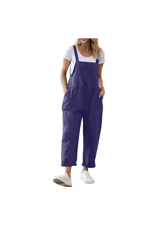 Womens Overalls Summer Casual Loose Bib Pants Overalls Baggy Rompers Jumpsuits with Pockets