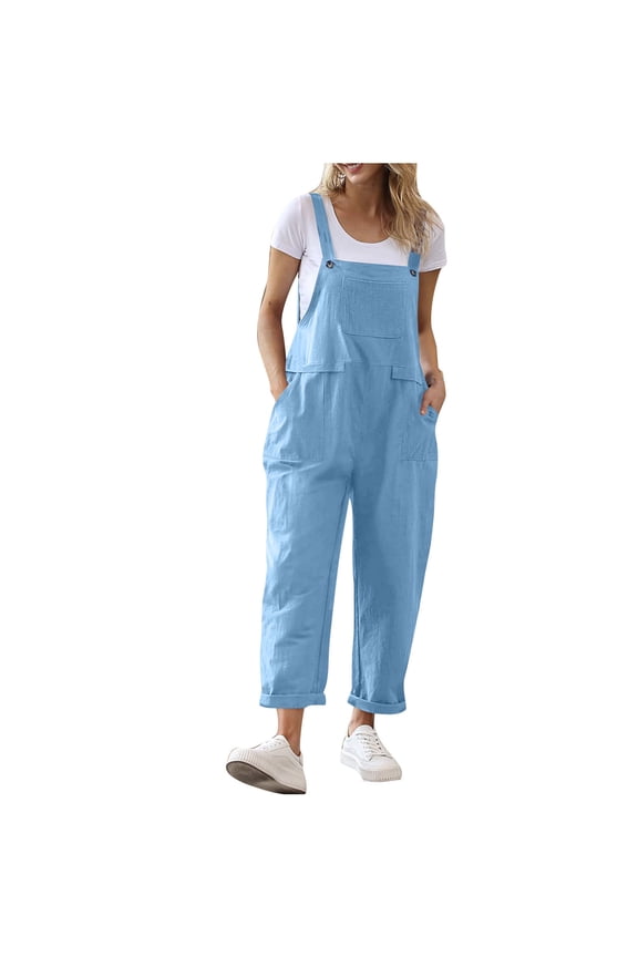 Womens Overalls Summer Casual Loose Bib Pants Overalls Baggy Rompers Jumpsuits with Pockets