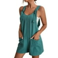 thumbnail image 1 of Womens Overalls Tie Shoulder Shorts Scoop Neck Romper With Pocket Jumpsuit for Women 2023, 1 of 6
