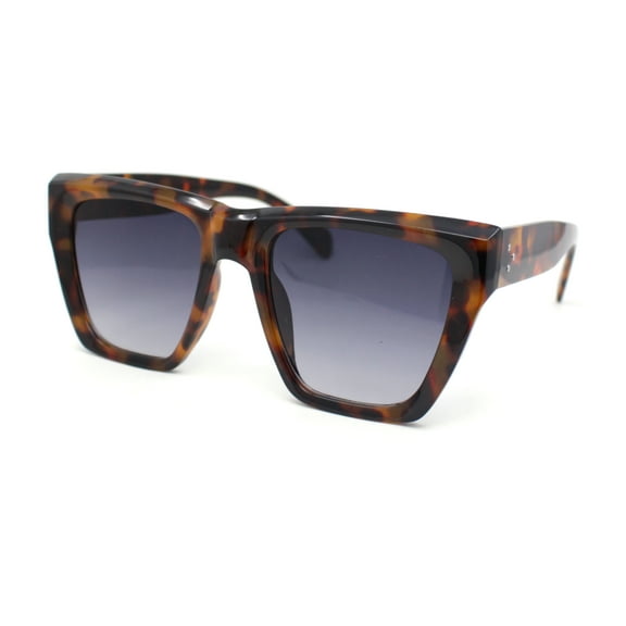 Womens Oversize Beveled Frame XL Cat Eye Retro Sunglasses Tortoise - Smoke