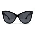 thumbnail image 1 of Womens Oversize Cat Eye Chic Horn Rim Shield Sunglasses All Black, 1 of 4