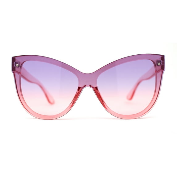 Womens Oversize Cat Eye Chic Horn Rim Shield Sunglasses Pink Purple Pink