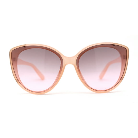 Womens Oversize Cat Eye Inset Lens Metal Jewel Edge Retro Sunglasses Peach Pink