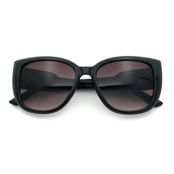 Womens Oversize Diva Luxury Fashion Cat Eye Designer Style Sunglasses [Black Gold - Brown]