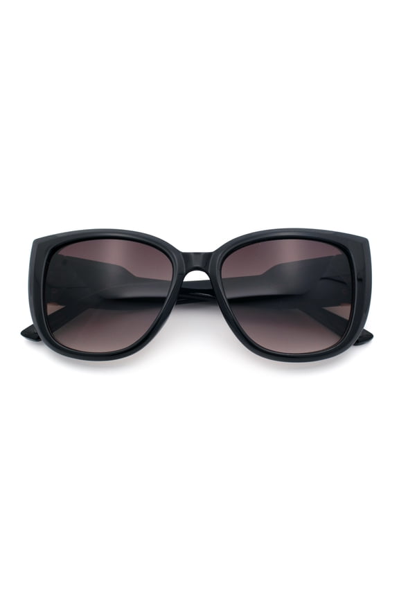 Womens Oversize Diva Luxury Fashion Cat Eye Designer Style Sunglasses [Black Gold - Brown]