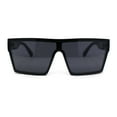 thumbnail image 1 of Womens Oversize Flat Top Shield Rectangle Hard Diva Sunglasses All Black, 1 of 4