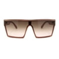 thumbnail image 1 of Womens Oversize Flat Top Shield Rectangle Hard Diva Sunglasses Beige - Brown Pink, 1 of 4
