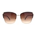 thumbnail image 1 of Womens Oversize Half Rim Look Metal Rim Cat Eye Designer Sunglasses Gold Brown, 1 of 4