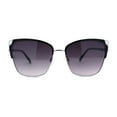 thumbnail image 1 of Womens Oversize Half Rim Look Metal Rim Cat Eye Designer Sunglasses Silver Black Smoke, 1 of 4