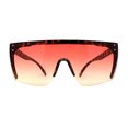thumbnail image 1 of Womens Oversize High Temple Flat Top Shield Diva Sunglasses Tortoise Red Orange, 1 of 4