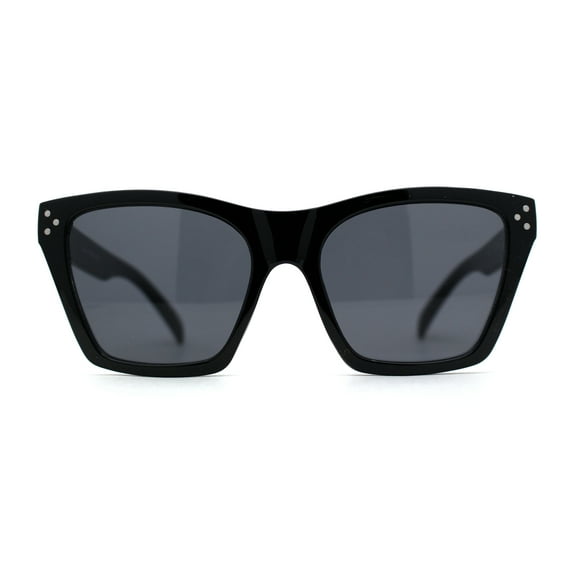 Womens Oversize Horn Rim Cat Eye Sunglasses All Black