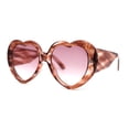 thumbnail image 1 of Womens Oversize Iconic Thick Plastic Arm Heart Sunglasses Brown Tortoise Burgundy, 1 of 4